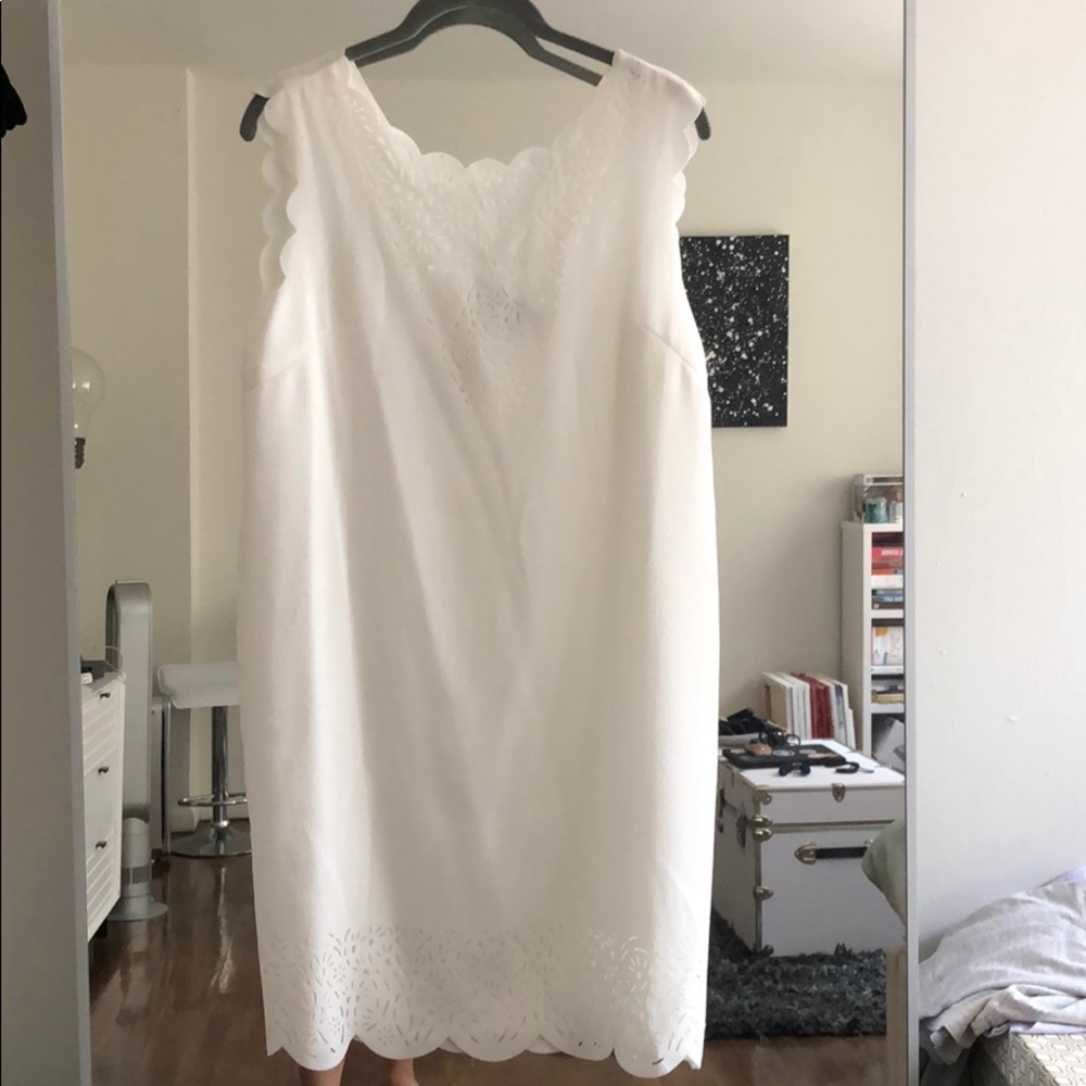 Reiss Laser Cut White Shift Dress
